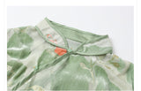 Silk Averi Sweet Mind Embroidery Qipao Cheongsam Top - Green