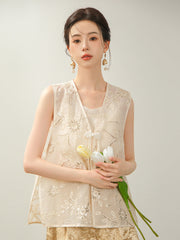 Alena Found Bliss Qipao Cheongsam Embroidery Vest Top